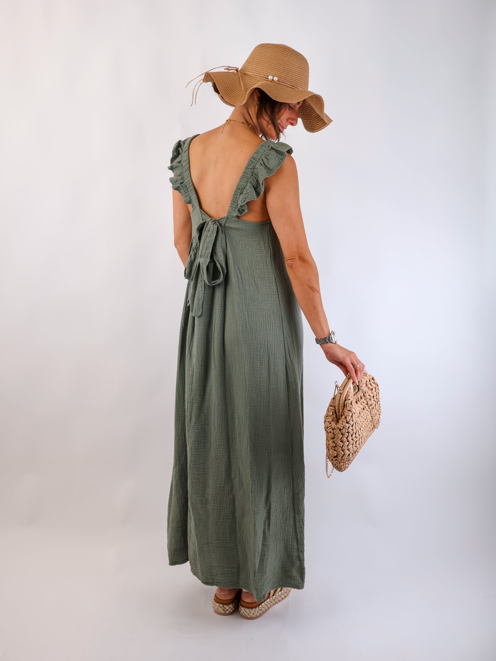 Estrella Musselin Kleid Olive