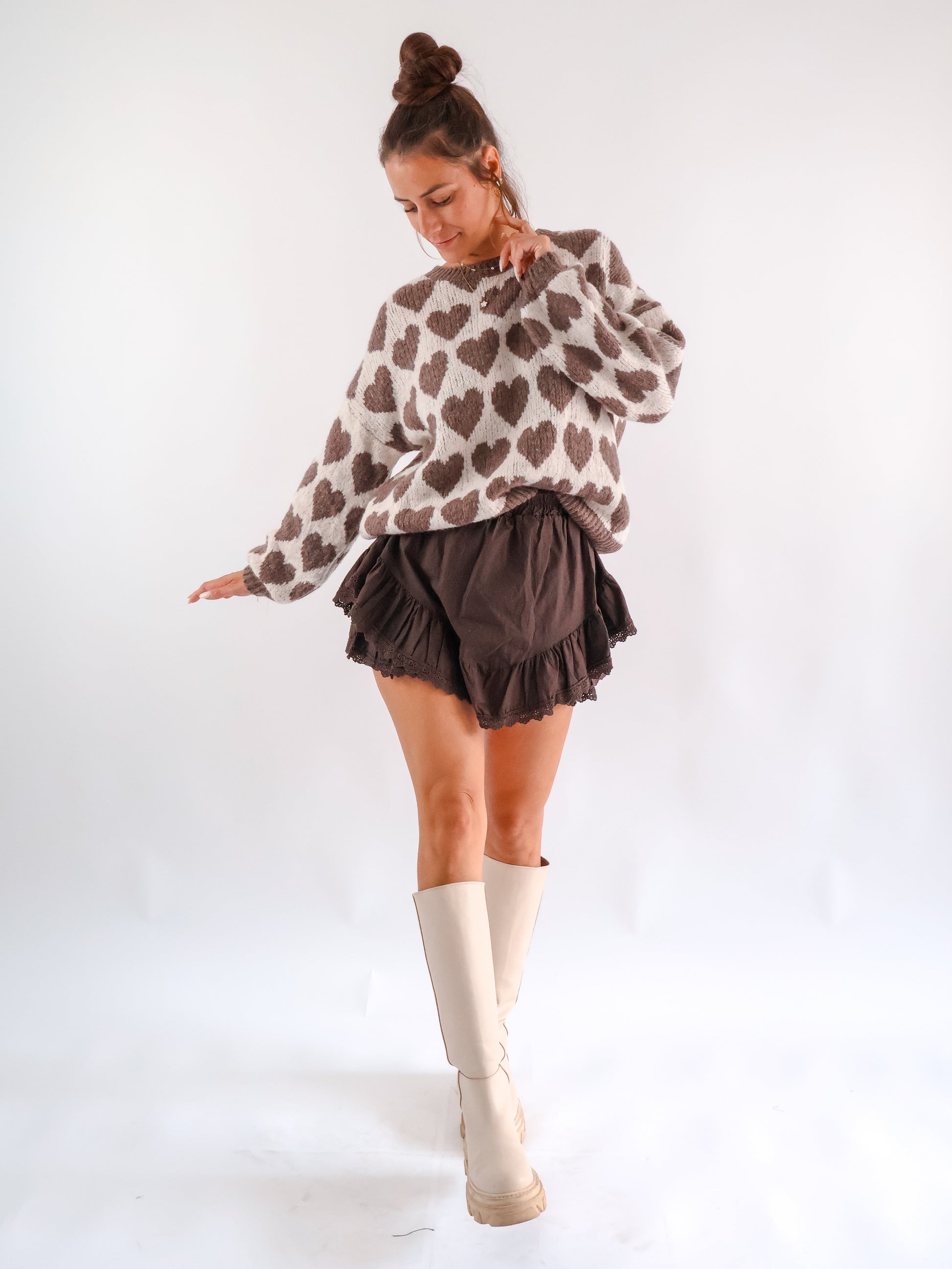 Herzchen Pullover Marron