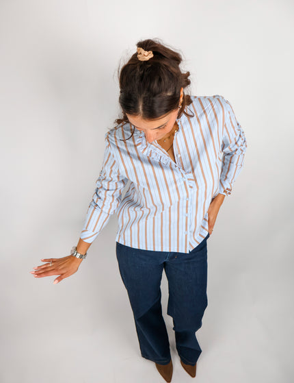 Smith&Soul Striped Ruffle Bluse Lightblue
