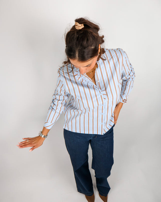 Smith&Soul Striped Ruffle Bluse Lightblue