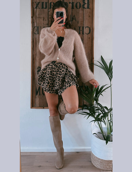 Premium Mohair Strickjacke Camel