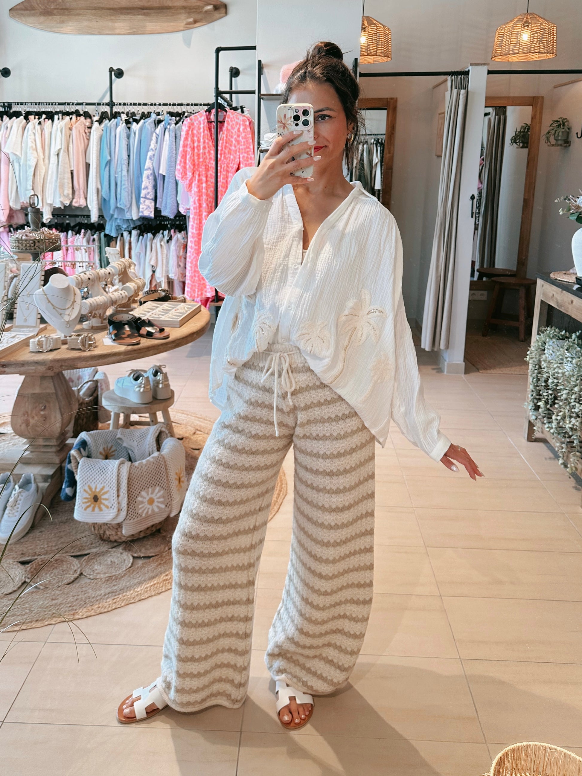 Strickhose Beige