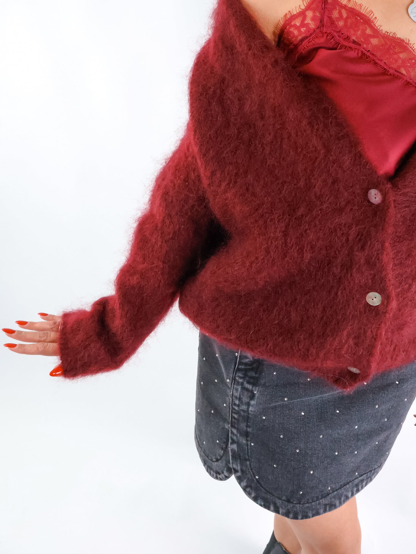 ★ Premium Kidmohair Strickjacke Bordeaux