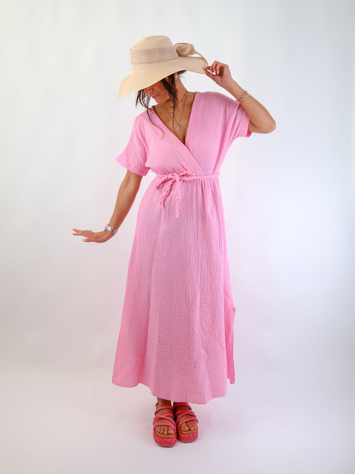 Olivia Musselin Kleid Pink