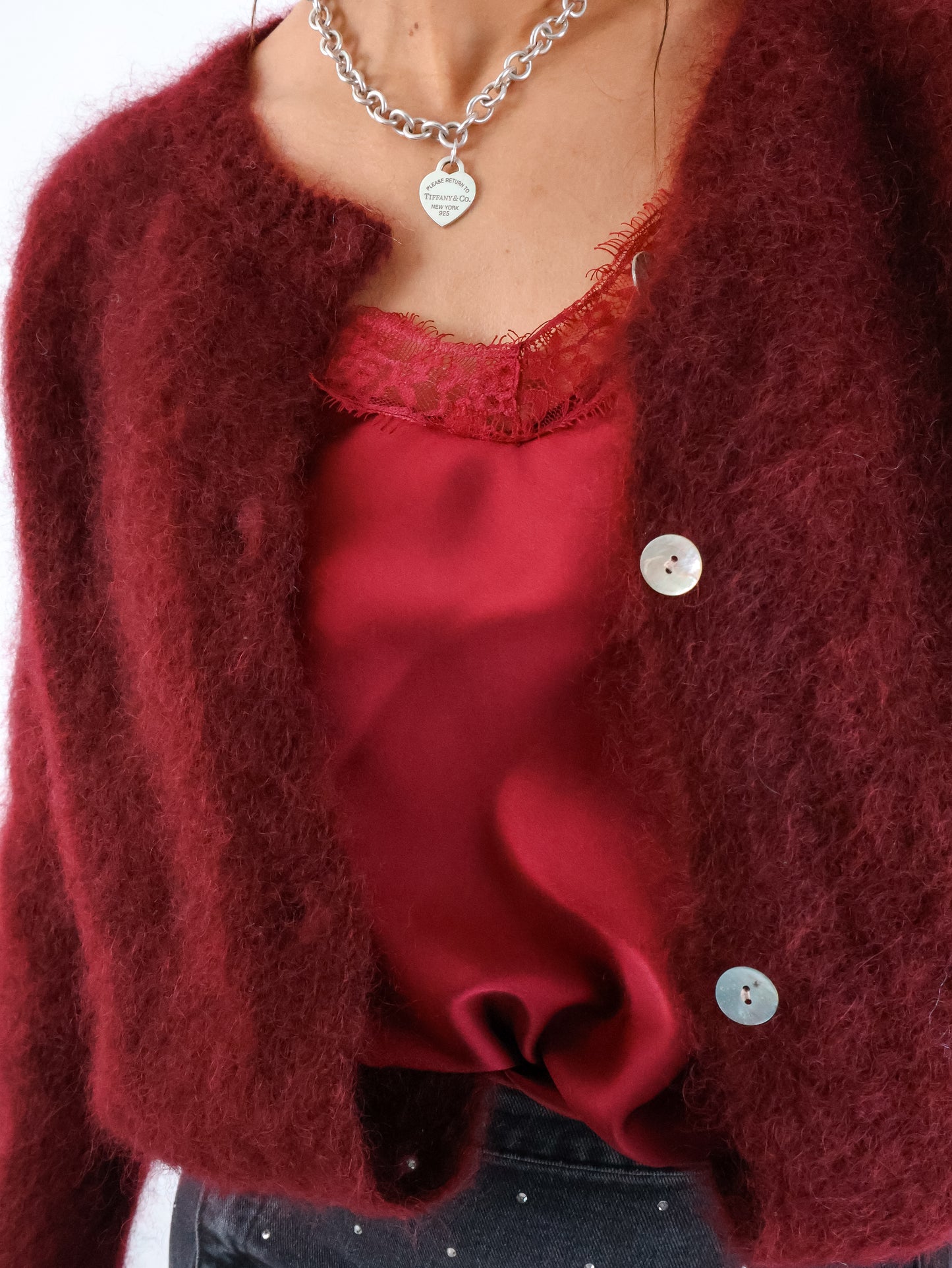 ★ Premium Kidmohair Strickjacke Bordeaux