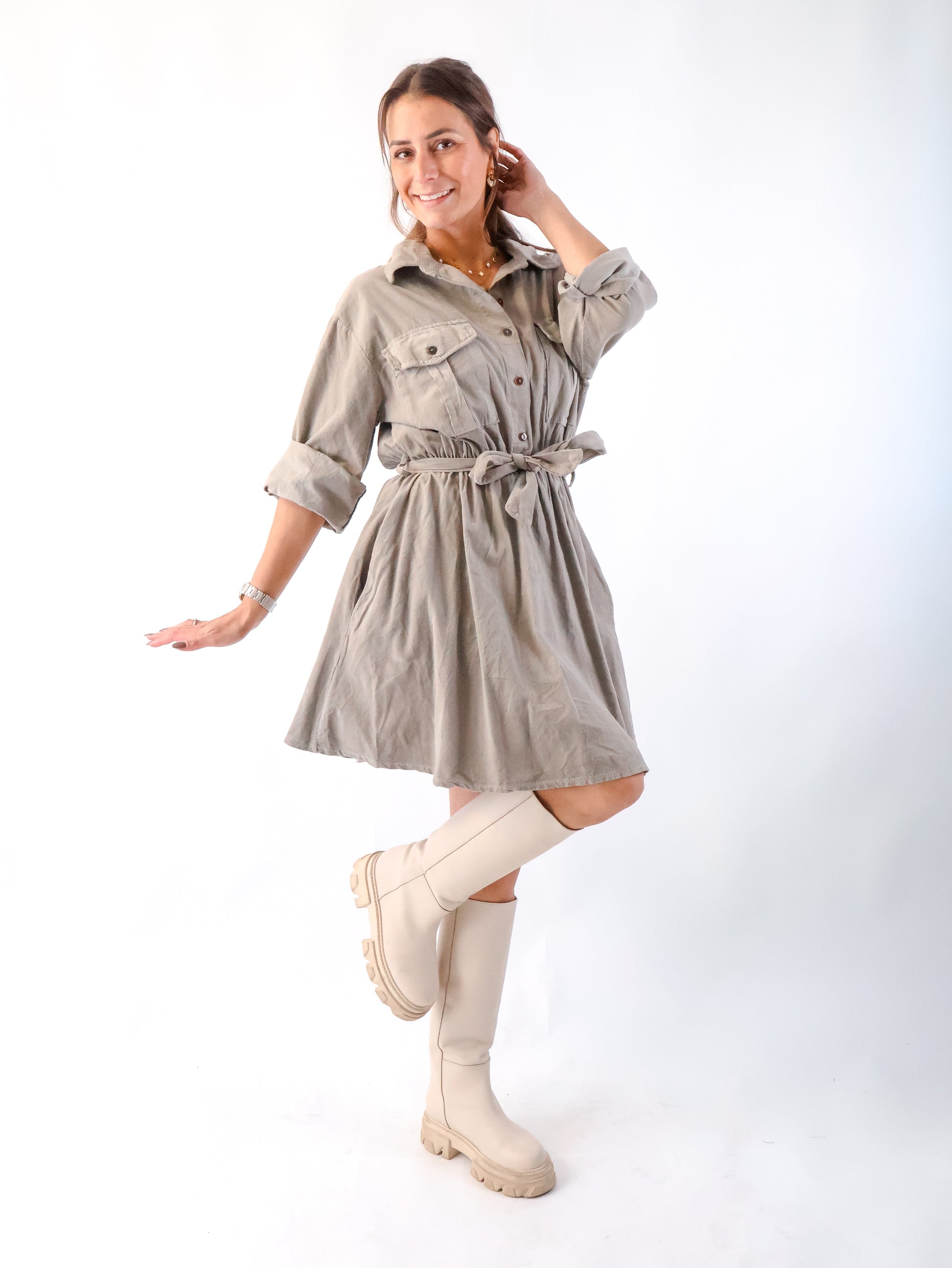 Kord Kleid Taupe