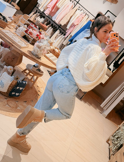 Strickponcho Creme