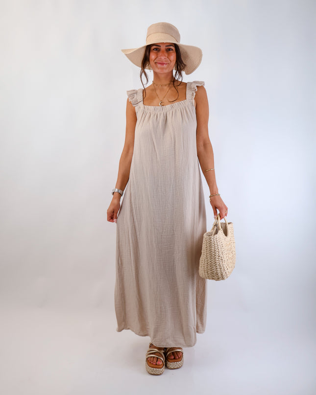 Estrella Musselin Kleid Beige