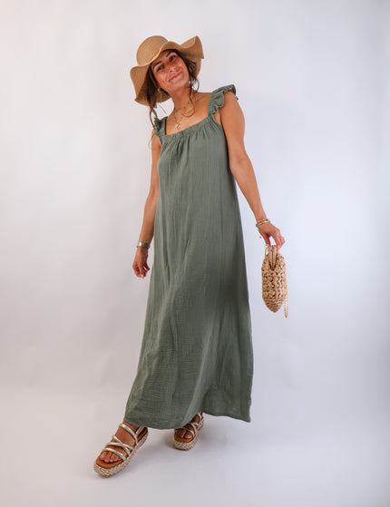 Estrella Musselin Kleid Olive