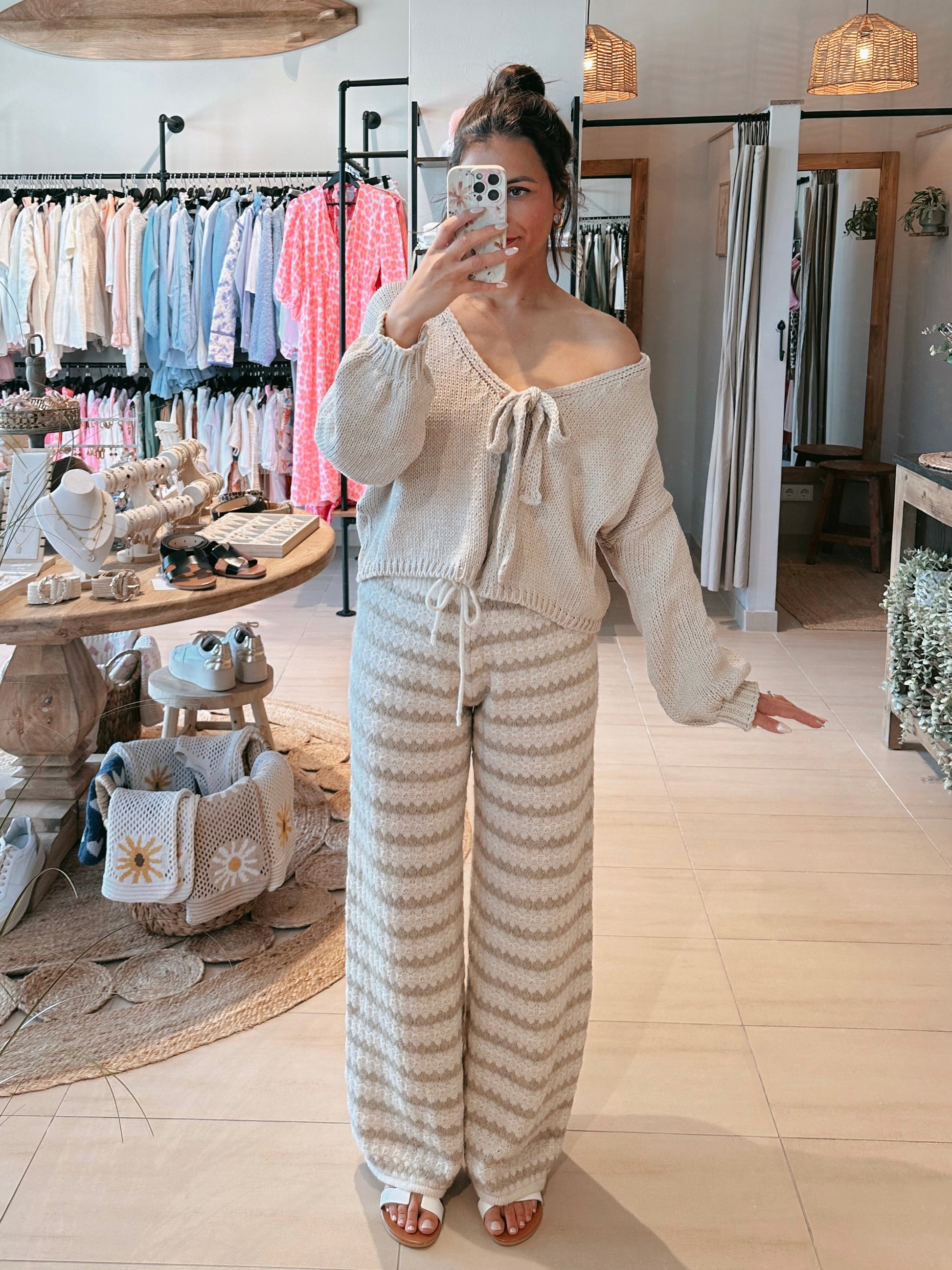 Strickhose Beige