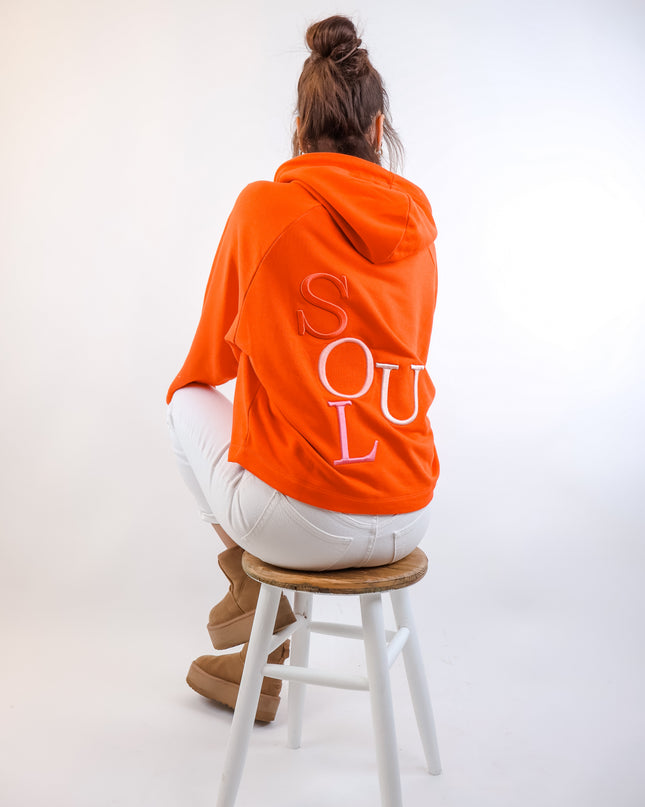 Smith&Soul Boxy Hoodie mit Stickerei in Mandarine