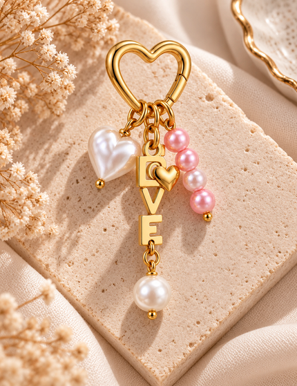 LOVE CHARM Ohrringe – Herzanhänger mit Perlen