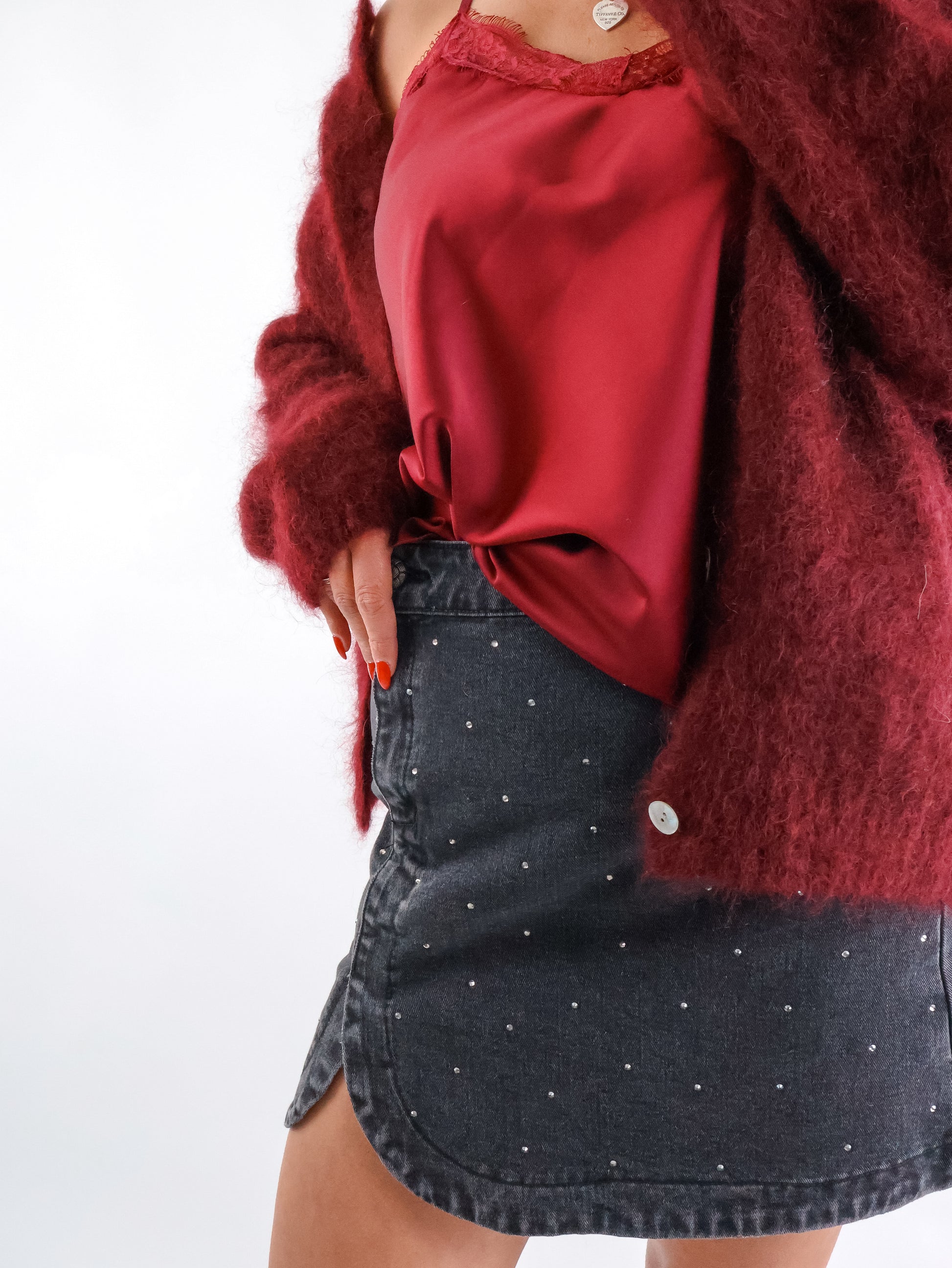 ★ Premium Kidmohair Strickjacke Bordeaux