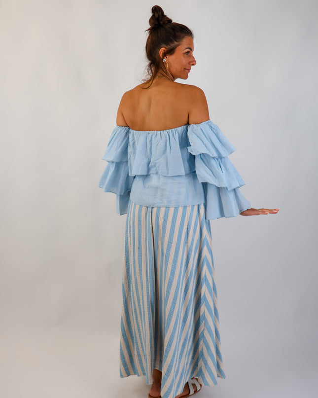 Flared Offshoulder Top Sky