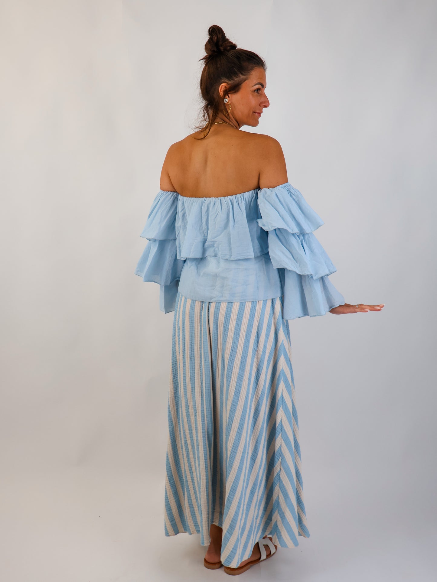 Flared Offshoulder Top Sky