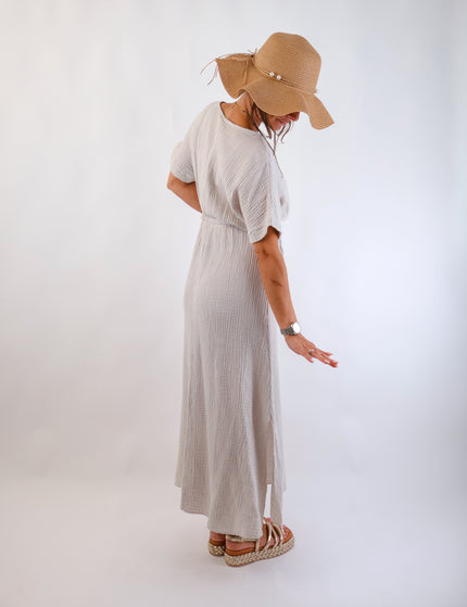 Olivia Musselin Kleid Beige