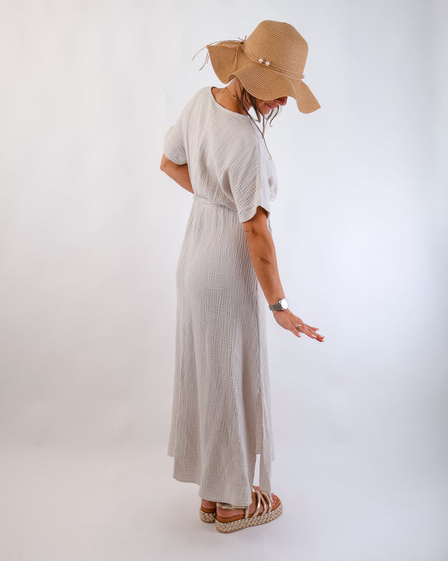 Olivia Musselin Kleid Beige