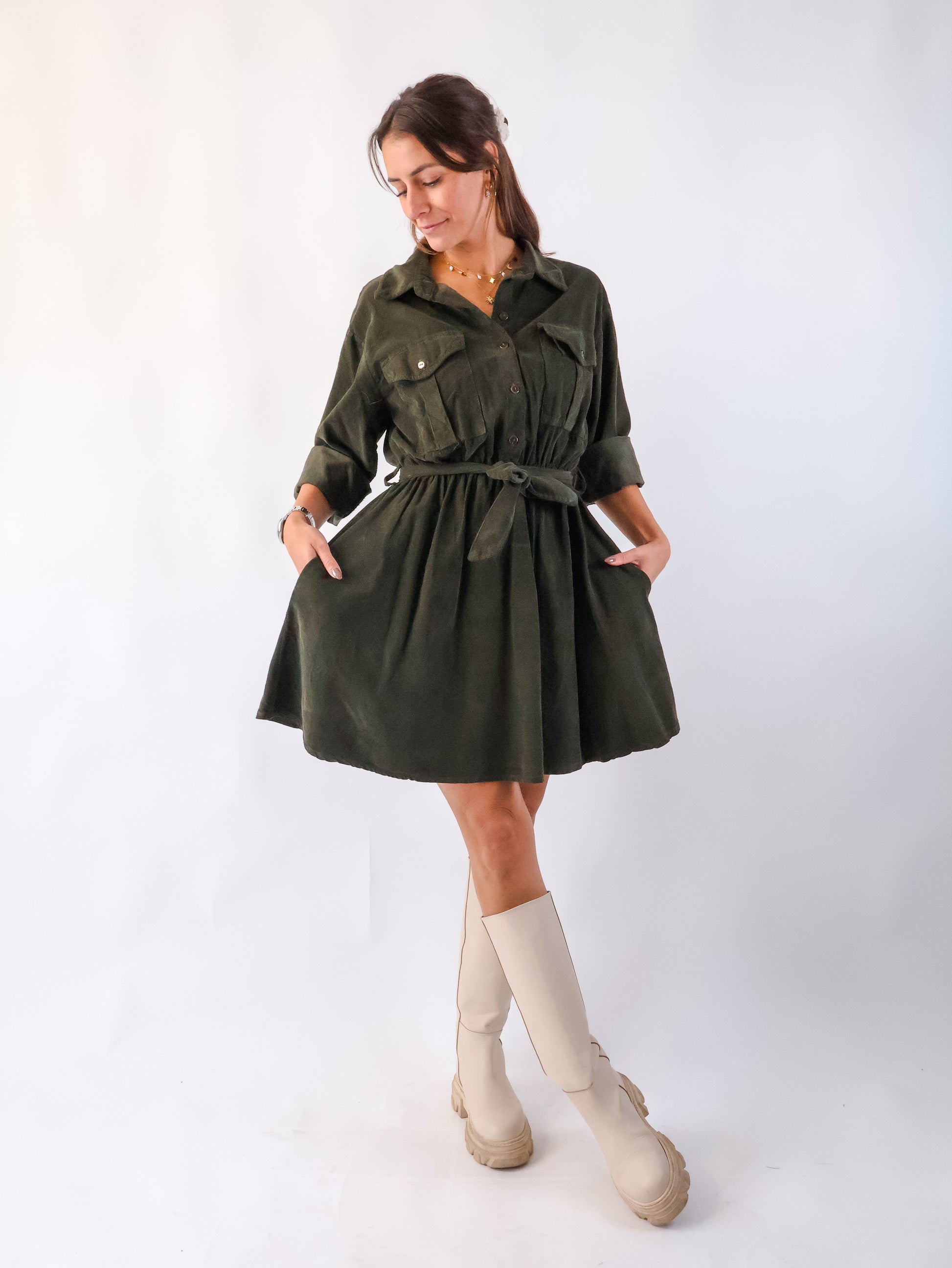 Kord Kleid Taupe