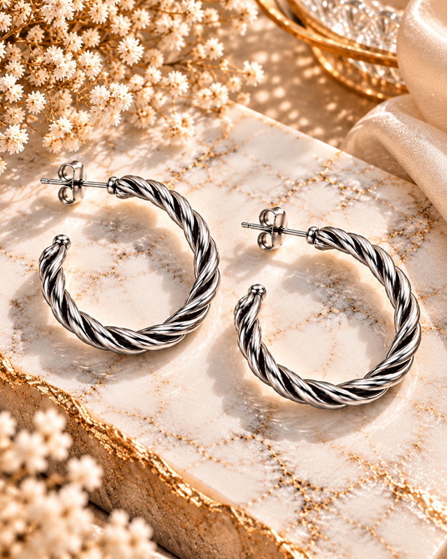 Ohrringe Silver Twist Small - Silber