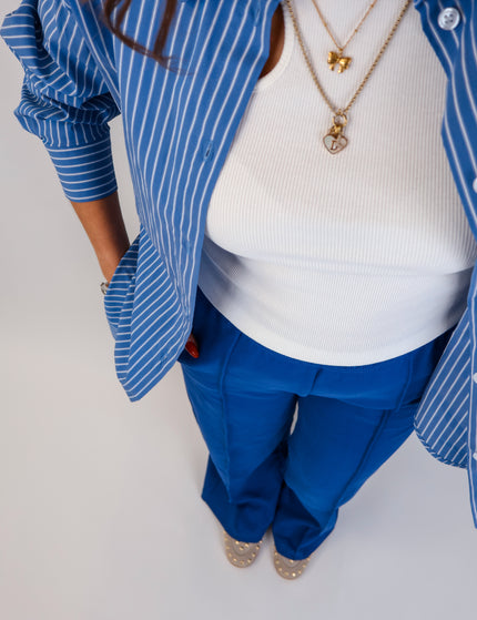 Stripe Bluse Königsblau