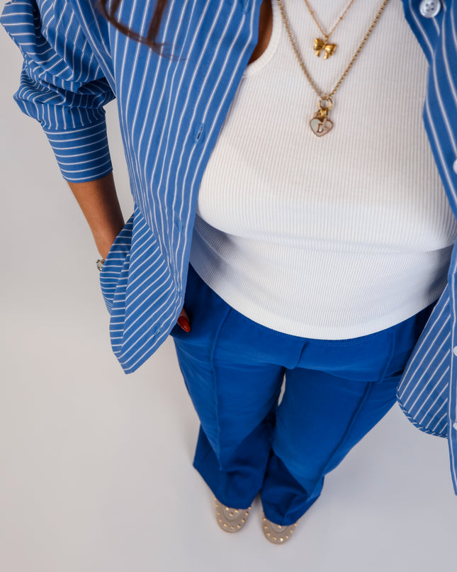 Stripe Bluse Königsblau