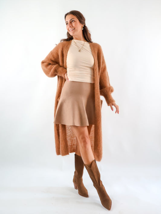 Premium Fineline Strickmantel Camel