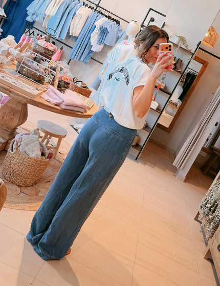 Nümph Nuelida Wide Leg Hose Snow Washed