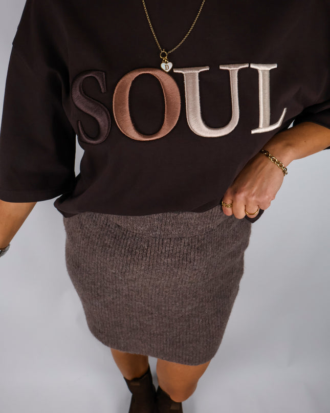 Smith&Soul Boxy Cropped T-Shirt Soul 3D Dark Choc