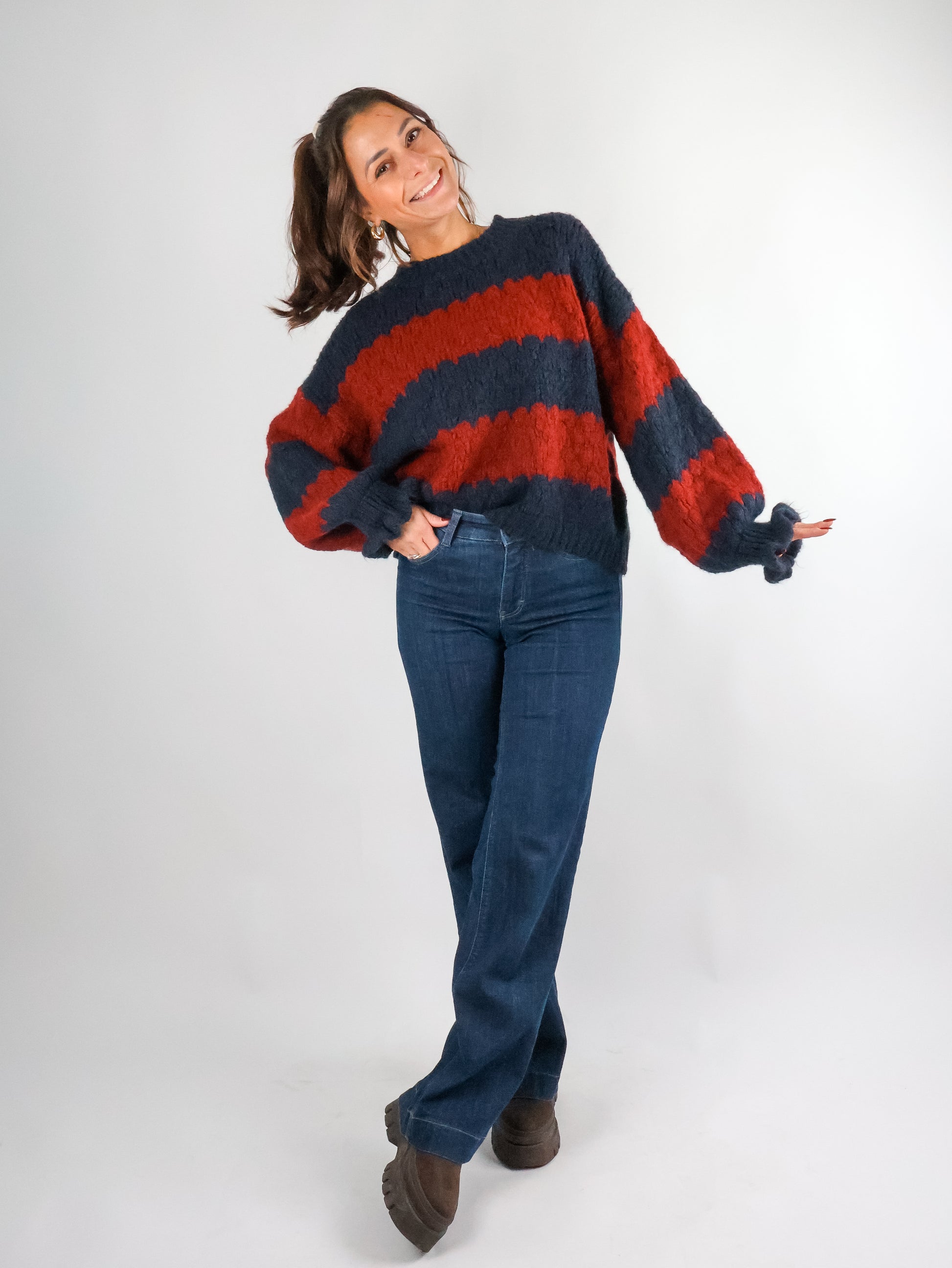 Silvi Pullover Bordeaux-Blau