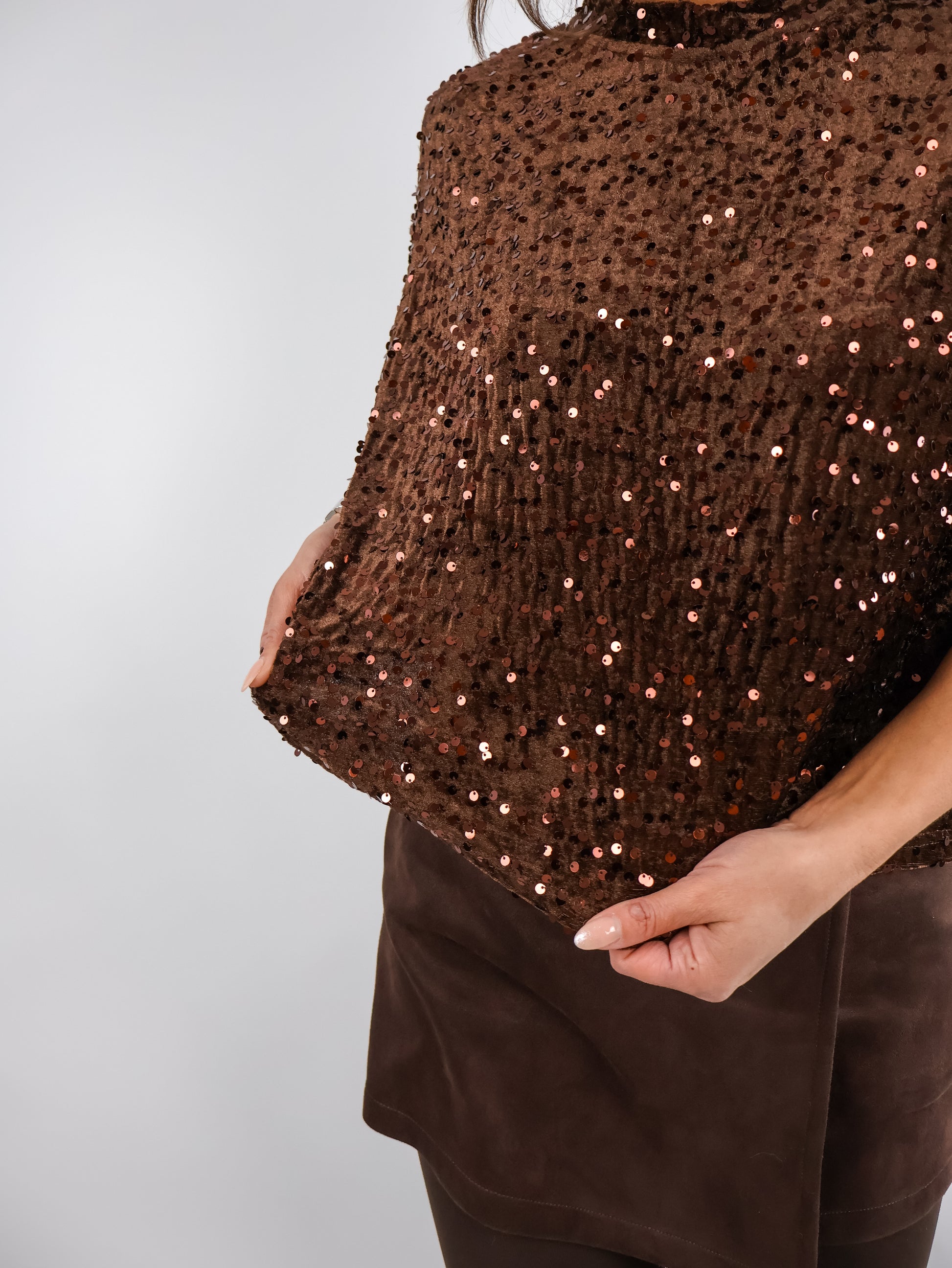 Pailletten Shirt Coffee