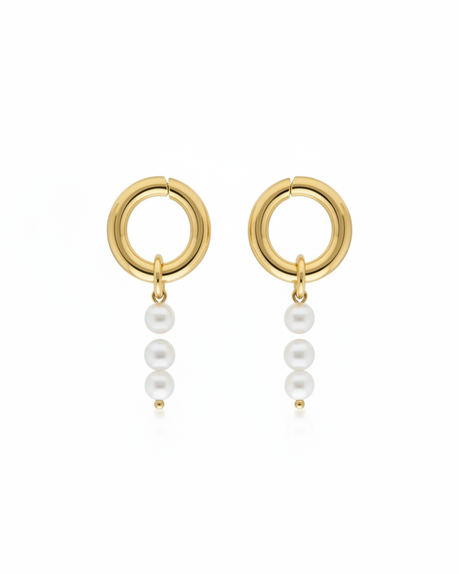Long Pearl Hoops Ohrringe