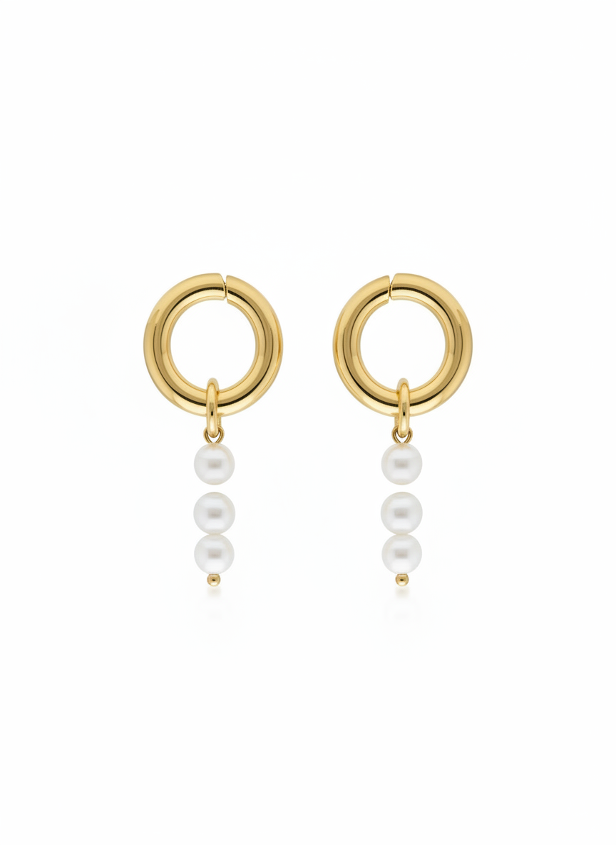 Long Pearl Hoops Ohrringe