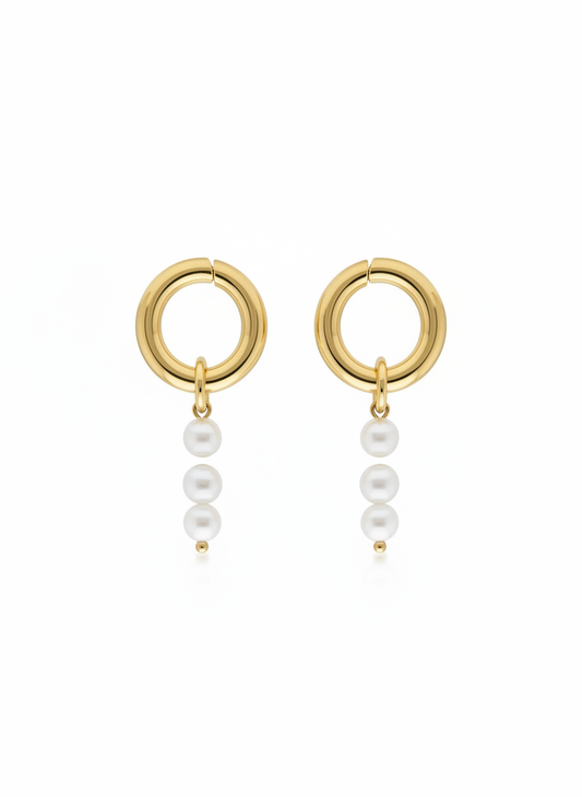 Long Pearl Hoops Ohrringe
