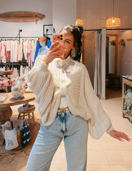 Strickponcho Creme