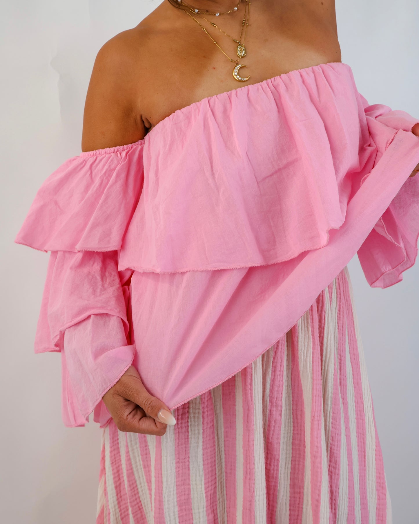 Flared Offshoulder Top Candy