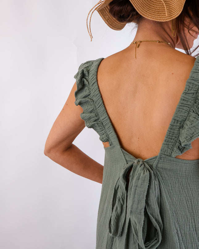 Estrella Musselin Kleid Olive
