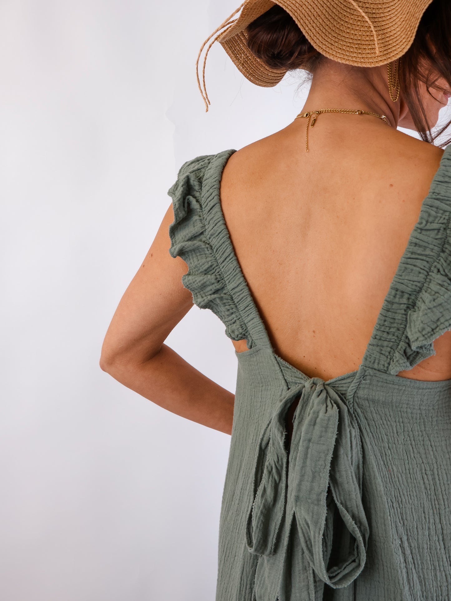 Estrella Musselin Kleid Olive