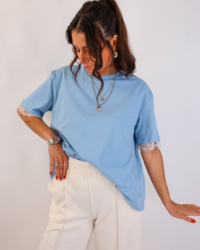 Spitzen T-Shirt Sky