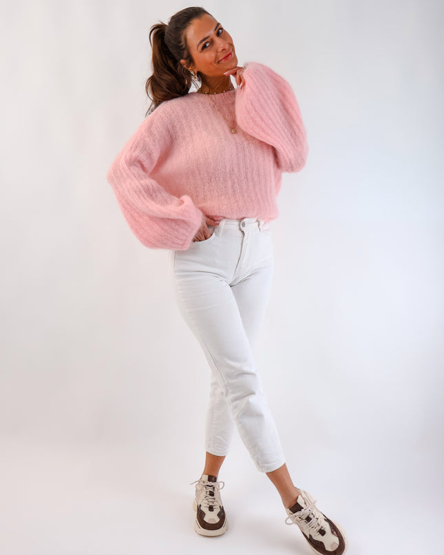 ★ Premium Kidmohair Pullover mit Ballonärmeln Rosé
