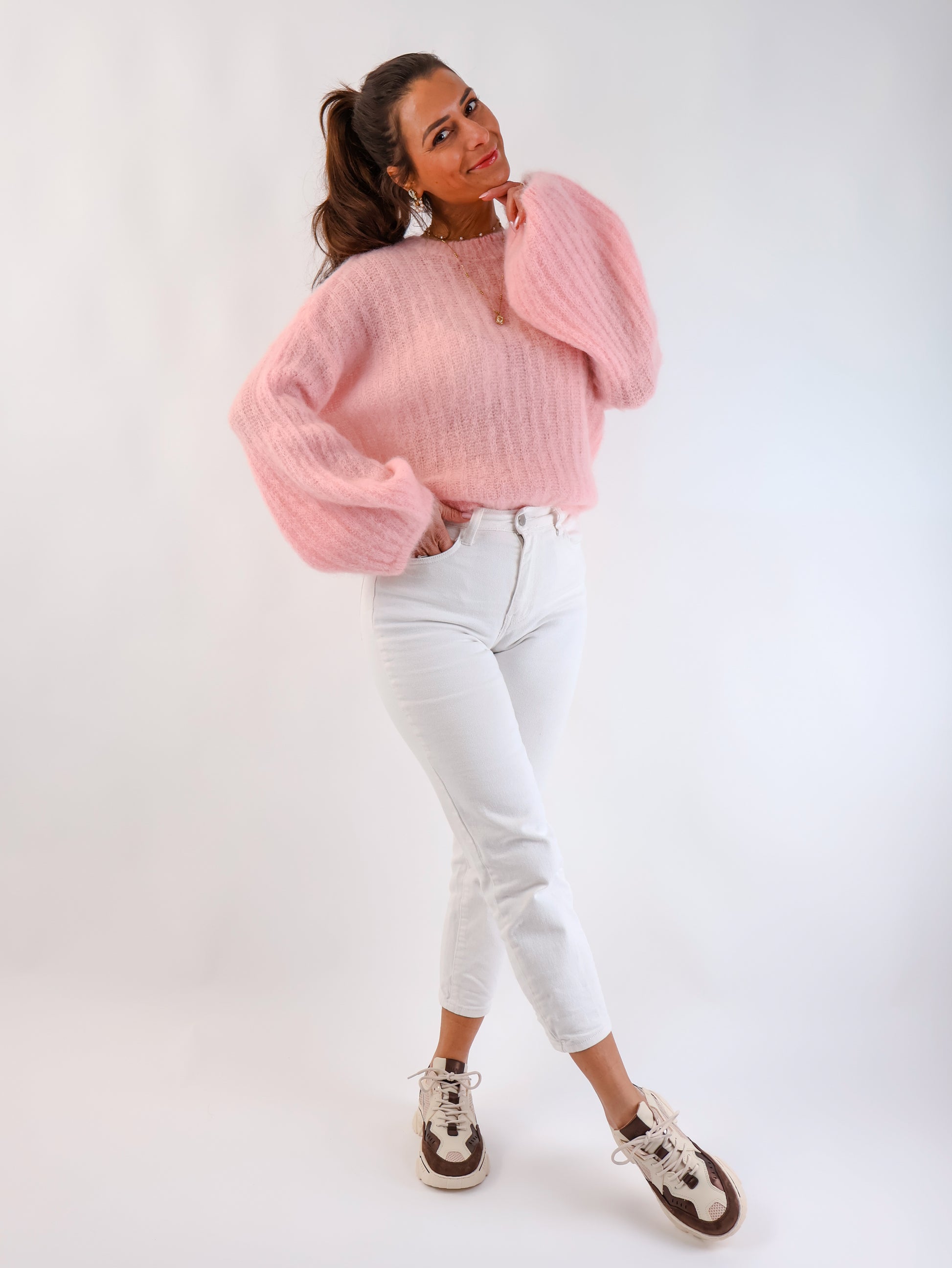★ Premium Kidmohair Pullover mit Ballonärmeln Rosé