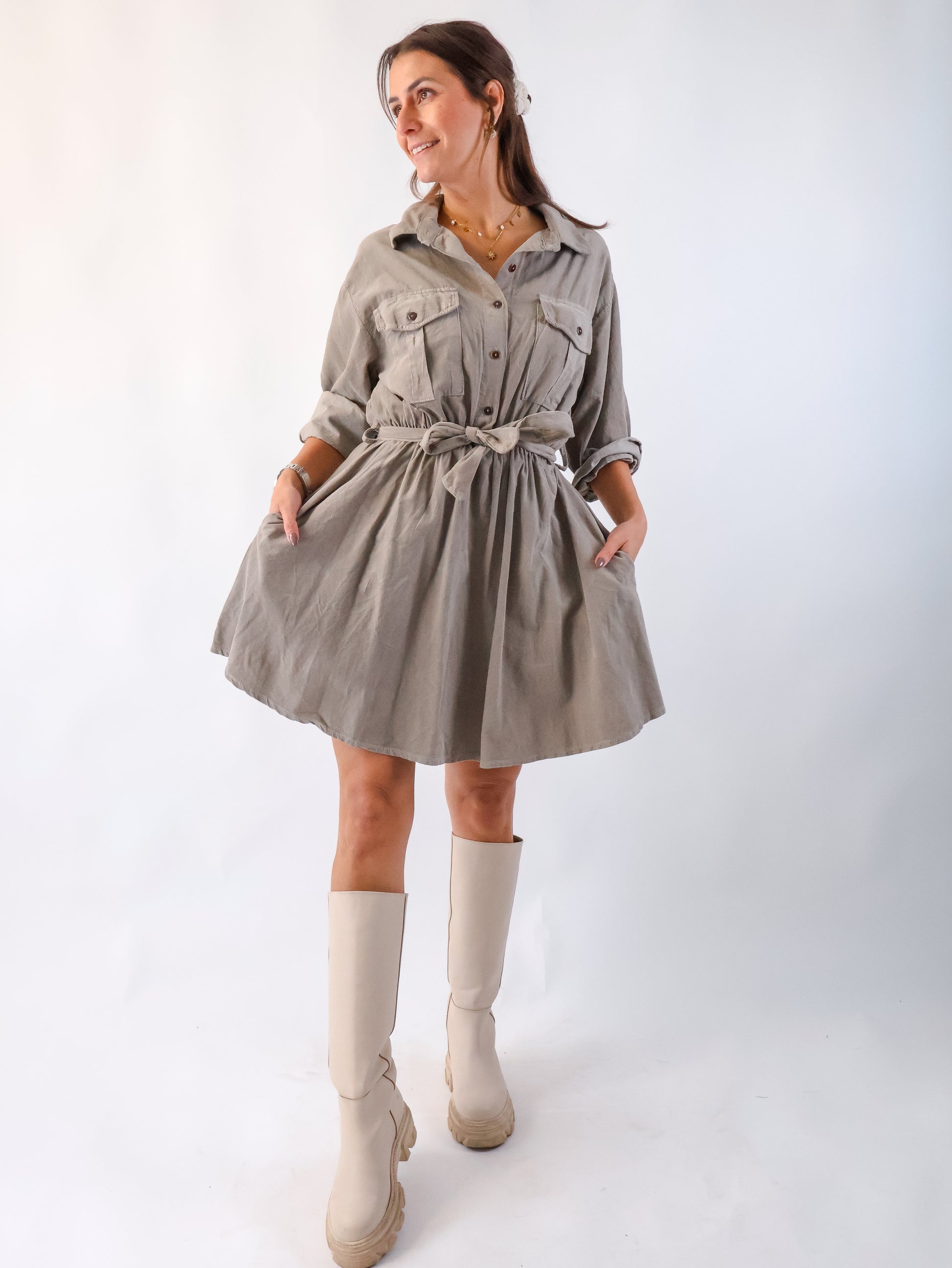 Kord Kleid Taupe