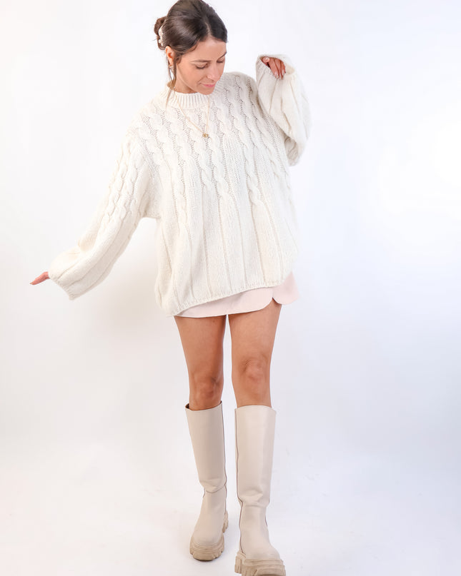 Zopfmuster Pullover Creme