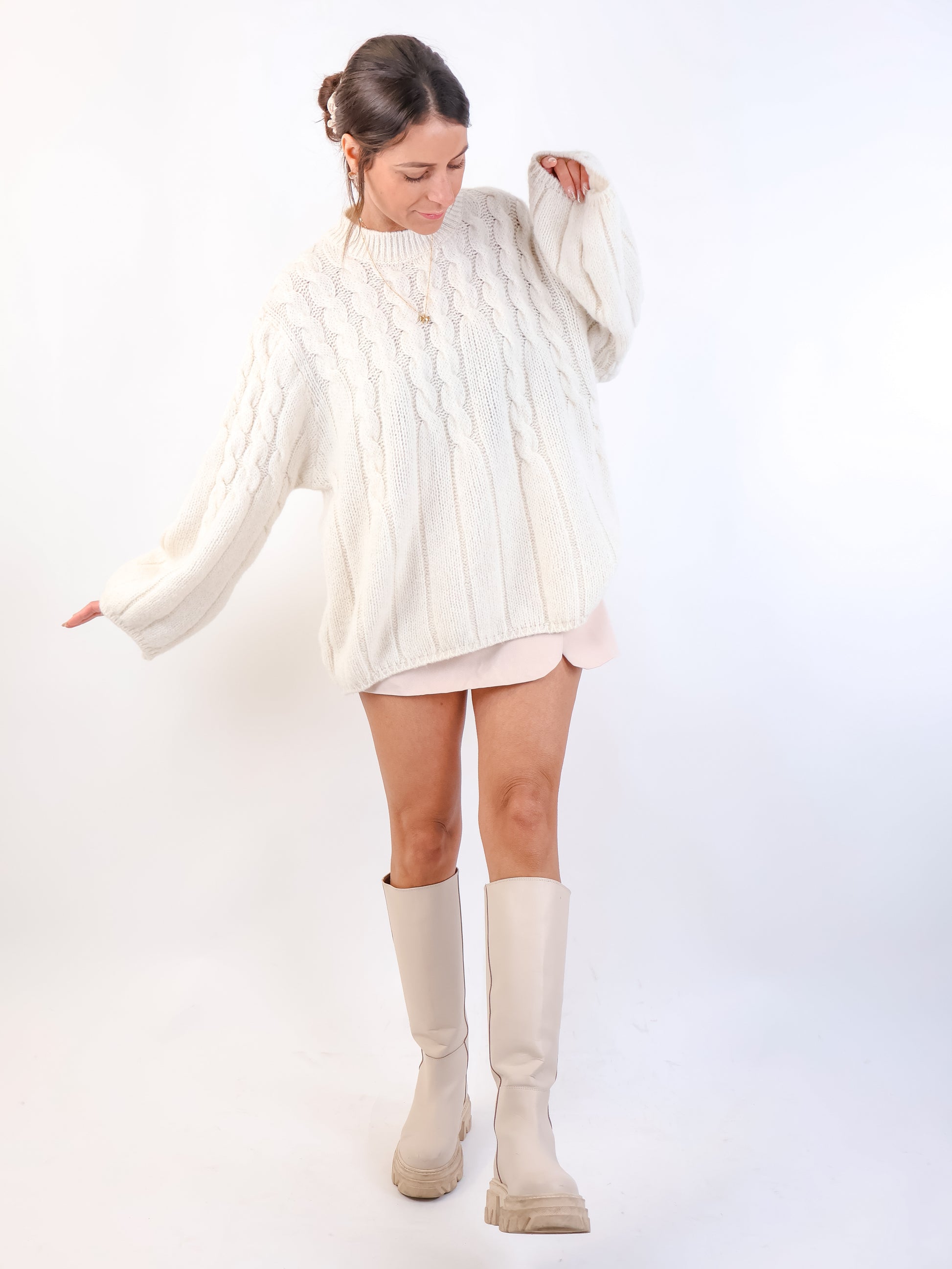 Zopfmuster Pullover Creme