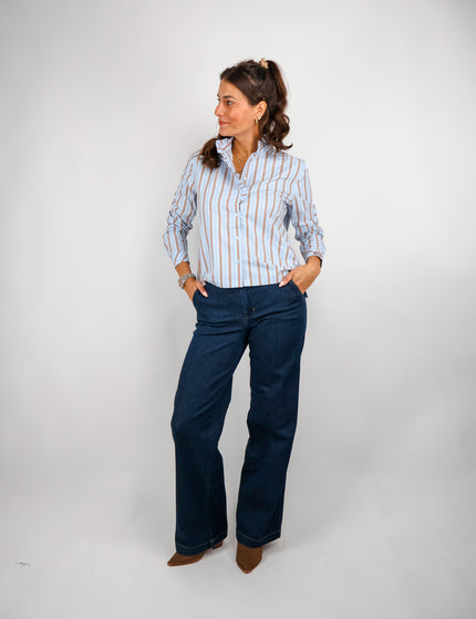 Smith&Soul Striped Ruffle Bluse Lightblue