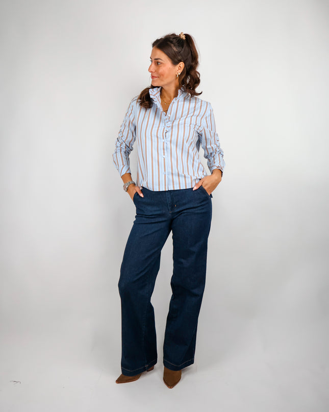 Smith&Soul Striped Ruffle Bluse Lightblue