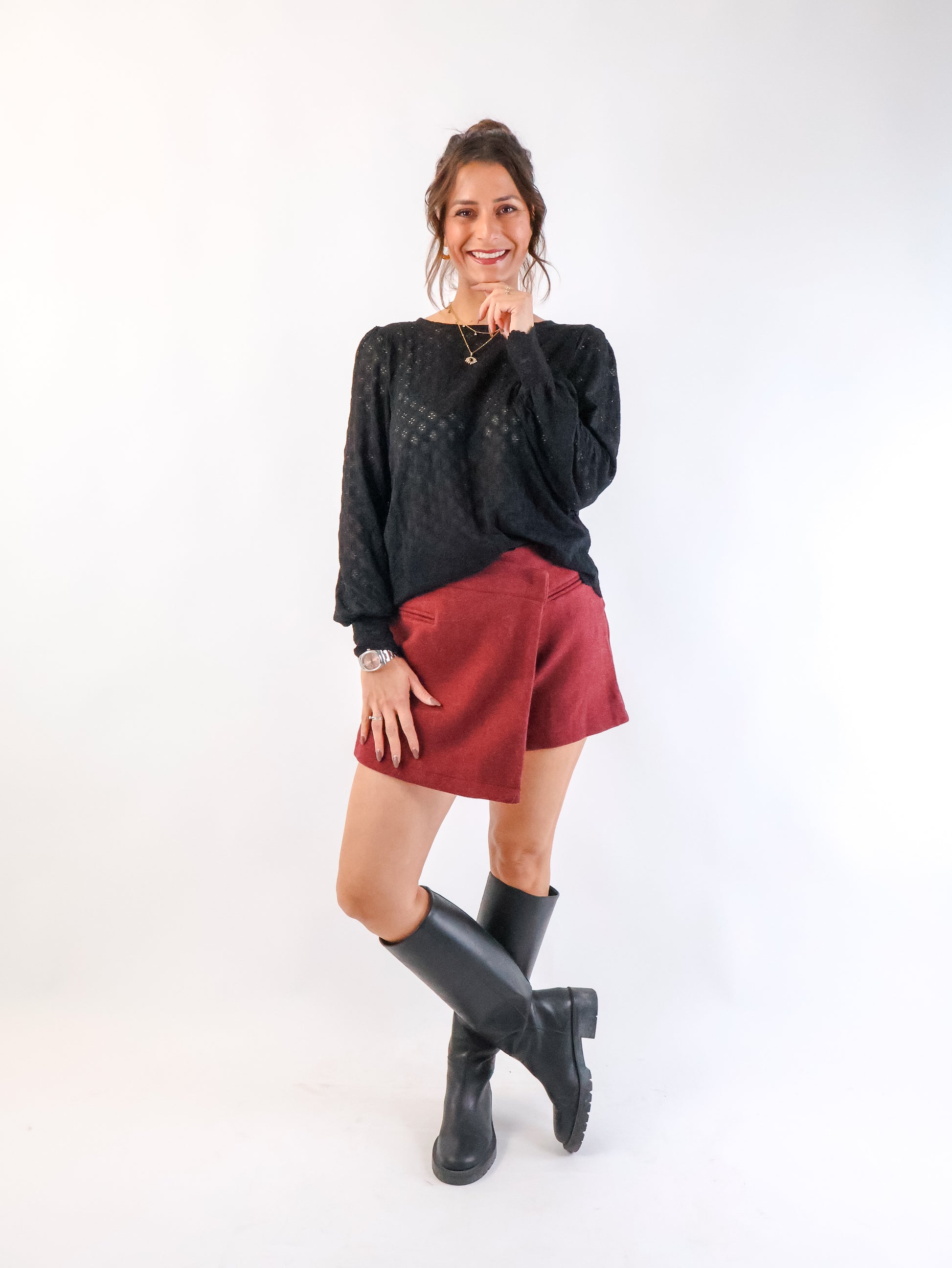 Hosenrock in Wolloptik Bordeaux