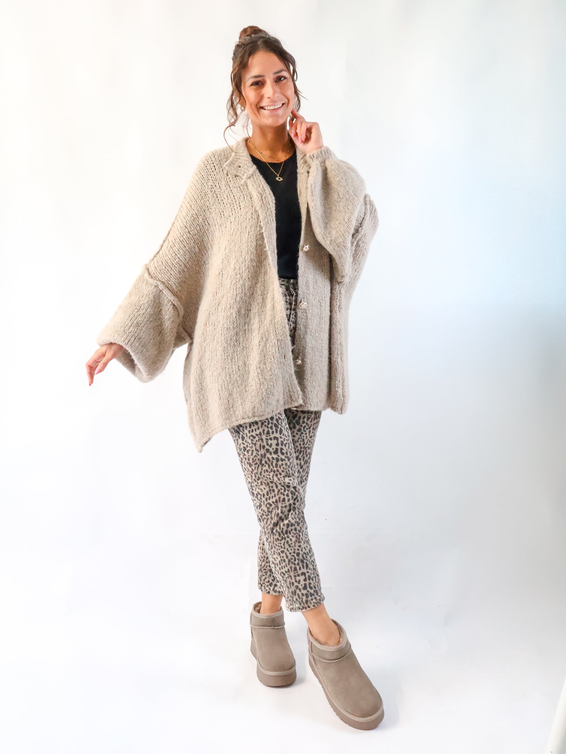 Bobi Boot Taupe Mini - Echtes Leder