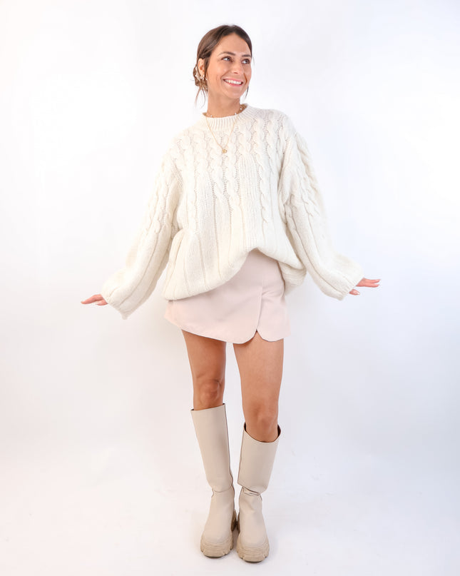 Zopfmuster Pullover Creme