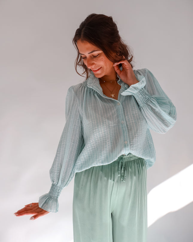 Aurora Streifenbluse Watergreen