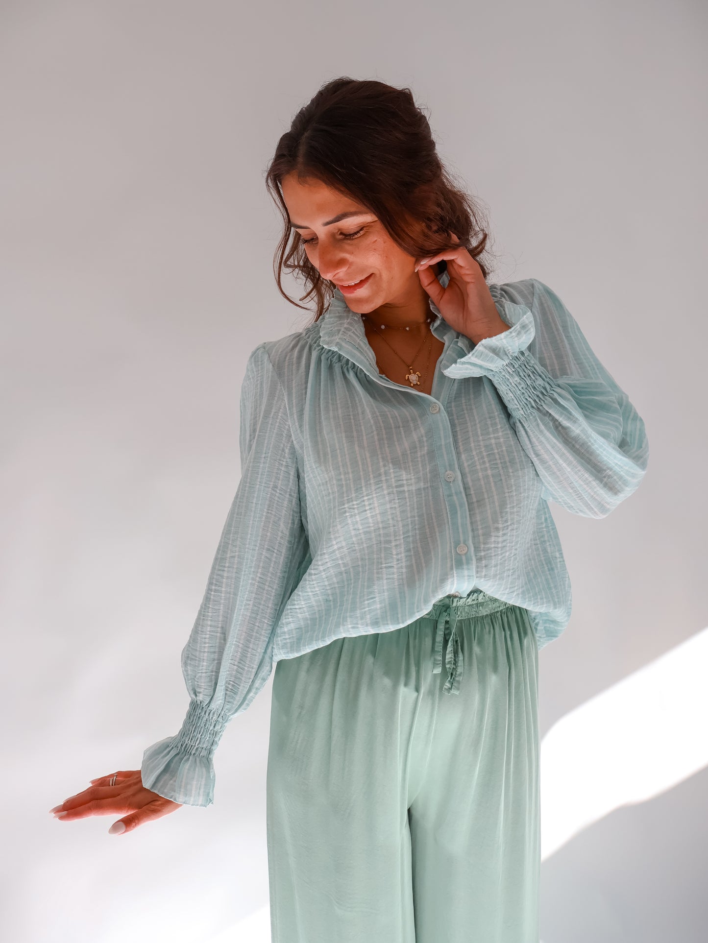 Aurora Streifenbluse Watergreen